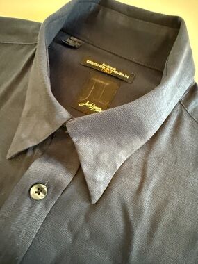 Jack Lipson Men’s Designer Long Sleeve Shirt – Size M– Navy Blue Textured